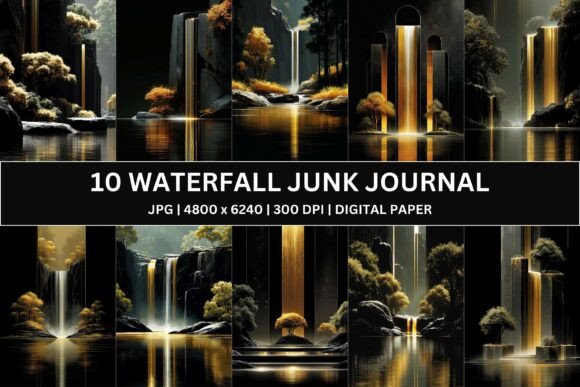 10 Luxury Gold Waterfall Junk Journal: A Sophisticated Creative Resource for Digital and Physical Projects