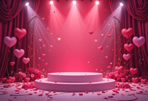 3D Valentine's Day Podium Background – A Romantic Touch for Every Visual Project