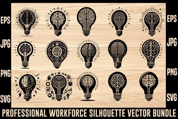 Brain Light Bulb Silhouette Bundle: A Creative Catalyst for Modern Design and Innovation