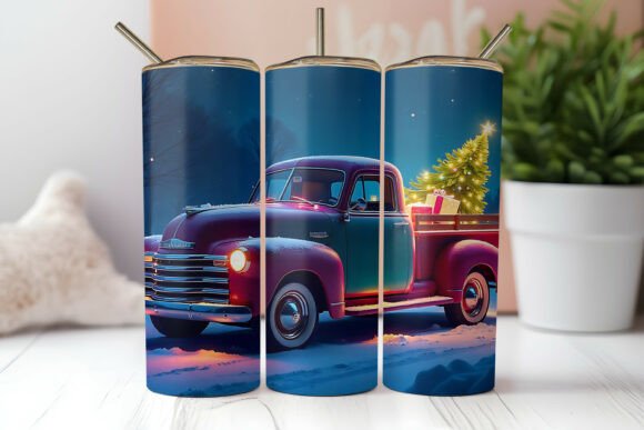 Christmas Red Truck Tumbler Wrap: A Festive Design for Versatile Custom Creations