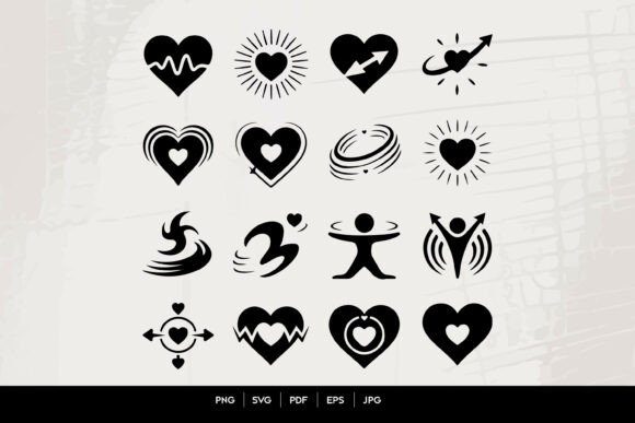 Dynamic Heart Energy Icons Set: Modern Visuals for Impactful Design