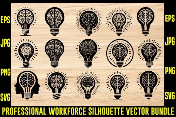 Ignite Brain Light Bulb Silhouette Bundle